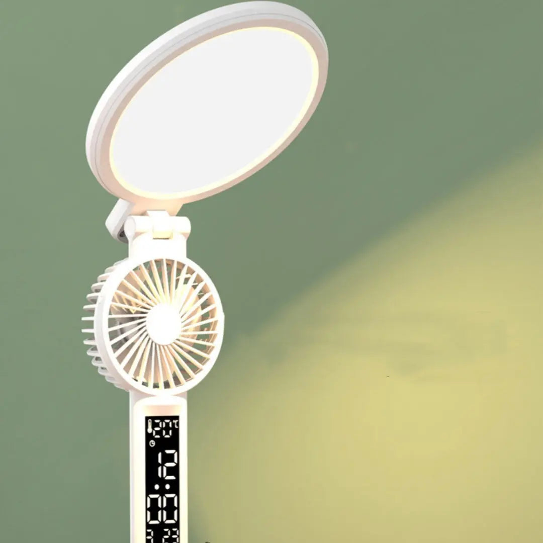 LED Clock Table Lamp USB Chargeable Dimmable Desk Lamp Plug-in LED Fan Light Foldable Eye Protection Reading Night Light Utilityhubb