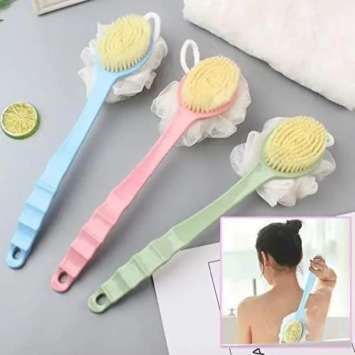 2 IN 1 loofah with handle, Bath Brush, back scrubber, Bath Brush with Soft Comfortable Bristles And Loofah with handle Utilityhubb