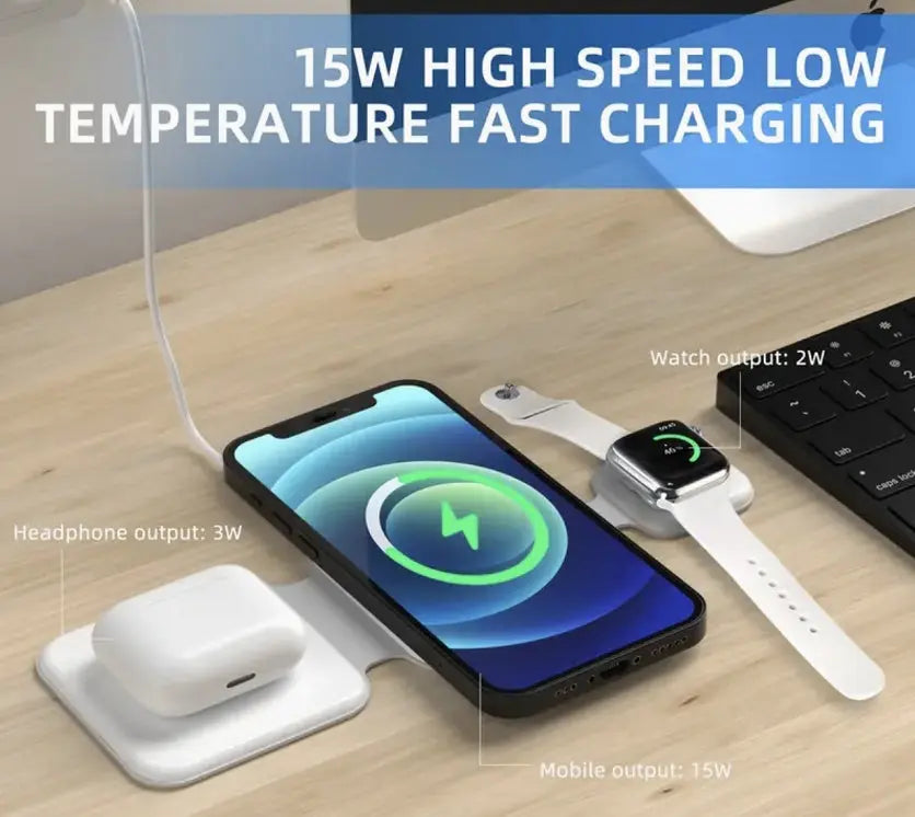 3 In 1 Magnetic Wireless Charger Charging Station Multi-device Folding Cell Phone Wireless Charger Gadgets Utilityhubb