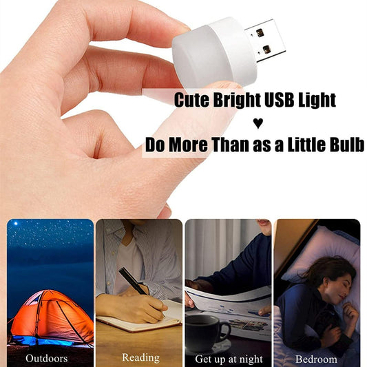 USB Plug and Play Light USB LED Light for Car Bulb, Indoor, Outdoor, Reading, Sleep 4pcs Led Light��(White) ( Pack of 10 )