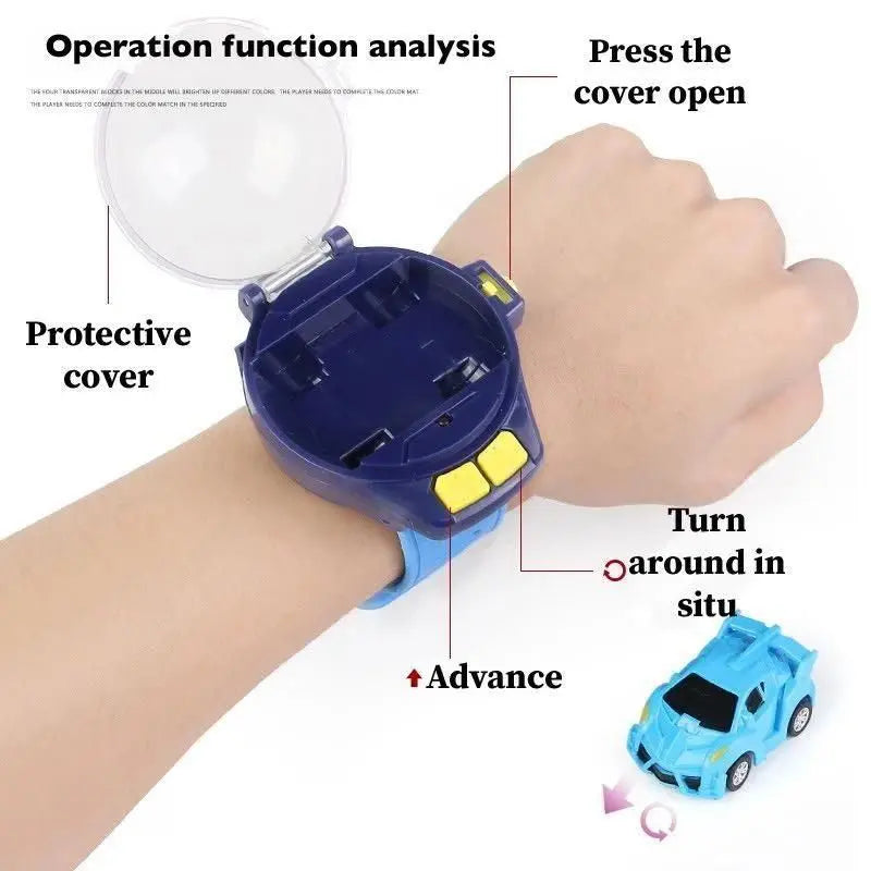 Speed Up Car Cartoon Mini Watch Car Toy, Usb Rechargeable Remote Control Toy - Utilityhubb