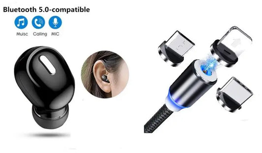 Combo Offer of X9 Mini 5.0 Bluetooth Earphone with 3 in 1 Magnet Cable Roposo Clout