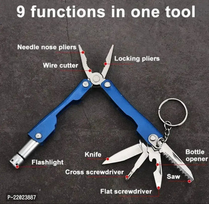 9 in 1 MultiFunctional Hand Piler Tool Traveling Tool Keychain, Micro Pliers Multi function Multi Utility Plier with Built in LED Flash Light Utilityhubb