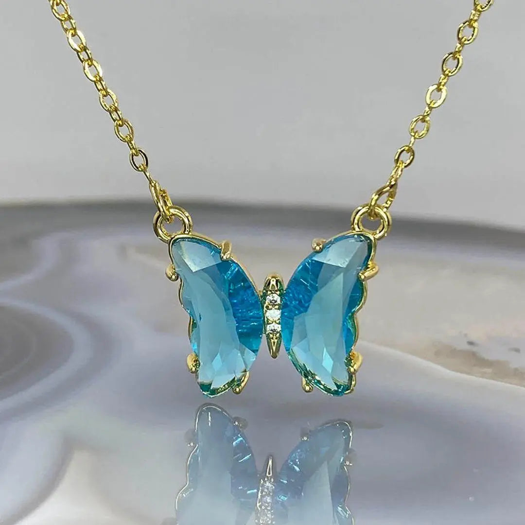 AVR Jewels pretty blue crystal butterfly pendant necklace for women and Girls - Utilityhubb