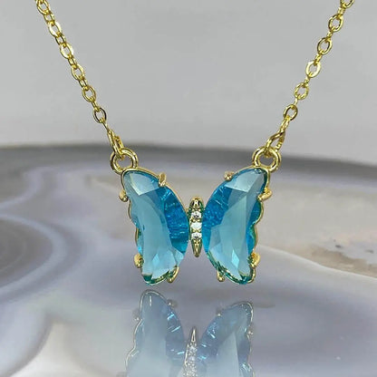 AVR Jewels pretty blue crystal butterfly pendant necklace for women and Girls - Utilityhubb