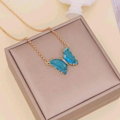 AVR Jewels pretty blue crystal butterfly pendant necklace for women and Girls - Utilityhubb