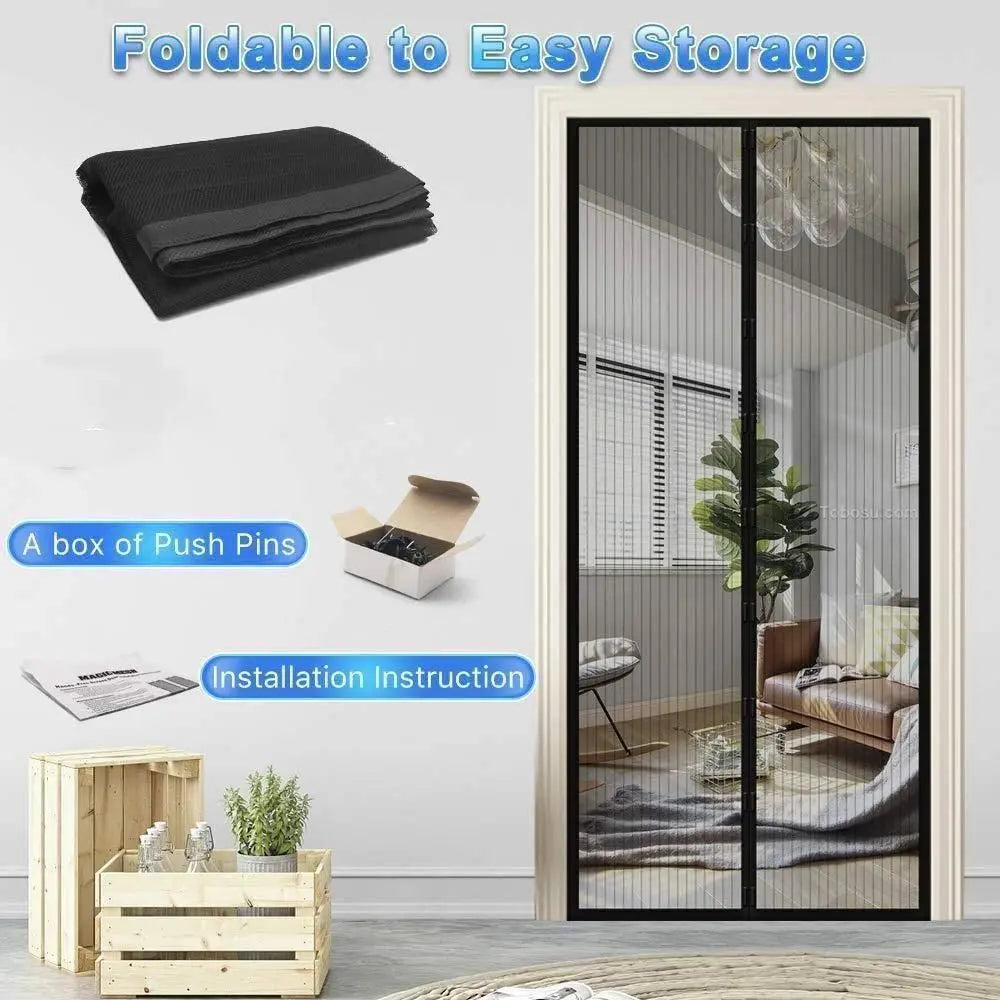 Anti mosquito Curtain -Mesh Screen Net Home Magnetic Foldable Anti Mosquito Door Curtains (Pack of 2) Utilityhubb