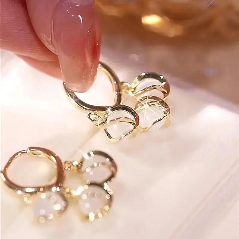 Korean Style earrings Gold Plated Eyebell Cat Eye Earrings - Utilityhubb