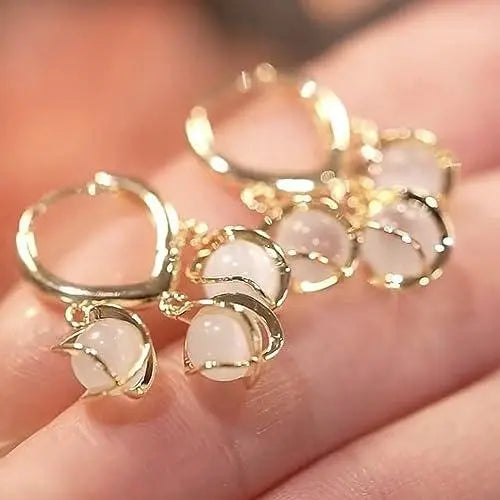 Korean Style earrings Gold Plated Eyebell Cat Eye Earrings - Utilityhubb