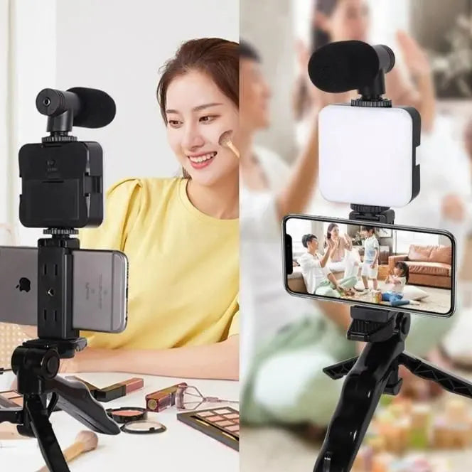 Video Vlogger Kit Microphone LED Fill Light Tripod for Phone Video kit Tripod Kit Utilityhubb