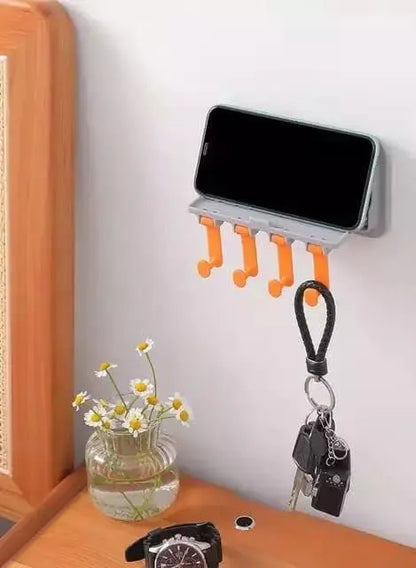 Wall Mounted Mobile Stand with 4 Hooks Utilityhubb