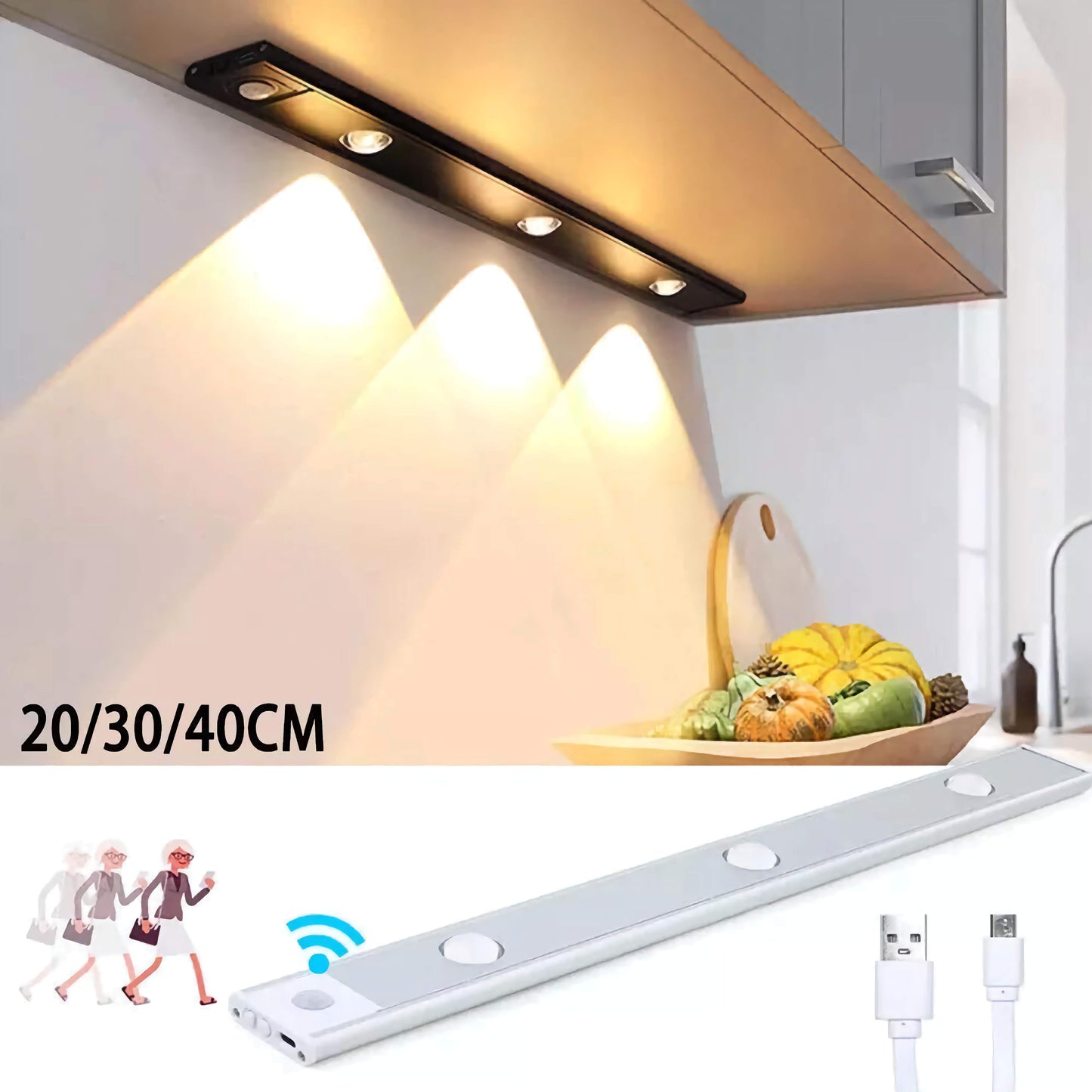 LED light PIR Motion Sensor Cabinet   With USB Rechargeable